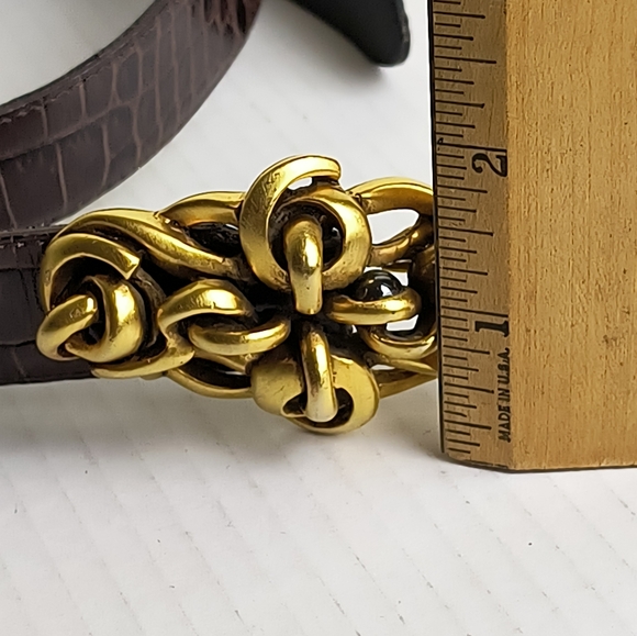 Connie Bates For Fahrenheit Brown Embossed Belt with Gold Buckle - Picture 6 of 15
